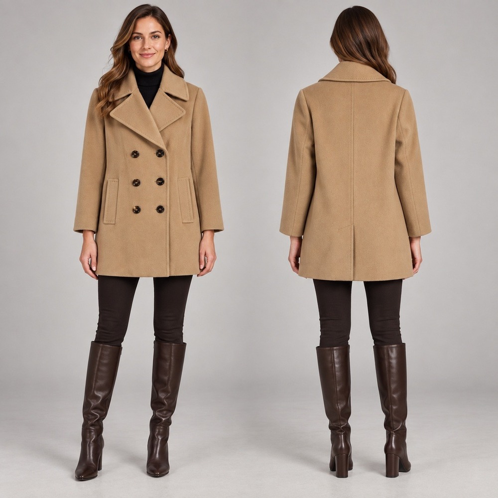 Fleurette Loro Pianan 100% Wool Peacoat Women's Size 4 Double-Breasted USA Made